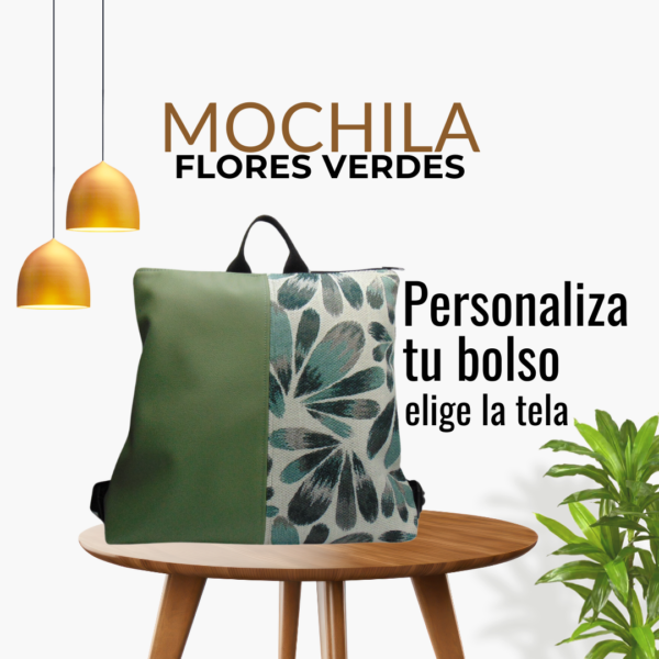 Mochila flores verde